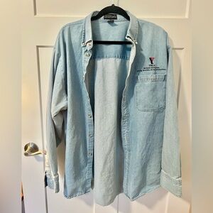 YMCA Light Blue Denim Shirt with Embroidery